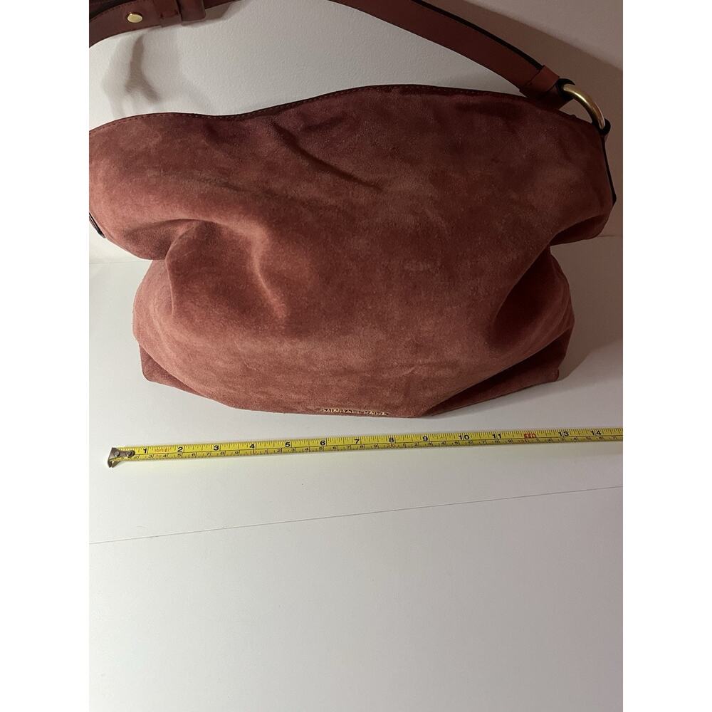 Michael Kors Brown Suede Hobo Bag Rust Color Gold Hardware Whipstitch Boho Large - Picture 7 of 13